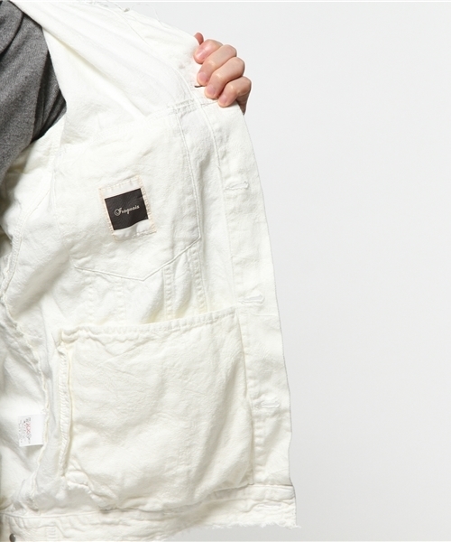 Iroquois（イロコイ）の「【Iroquois】別注NO COLLAR NATIVE FEATHER JACQUARD BLOUSON（ブルゾン・メンズ・ホワイト/ブルー・1/2）」の11枚目の写真