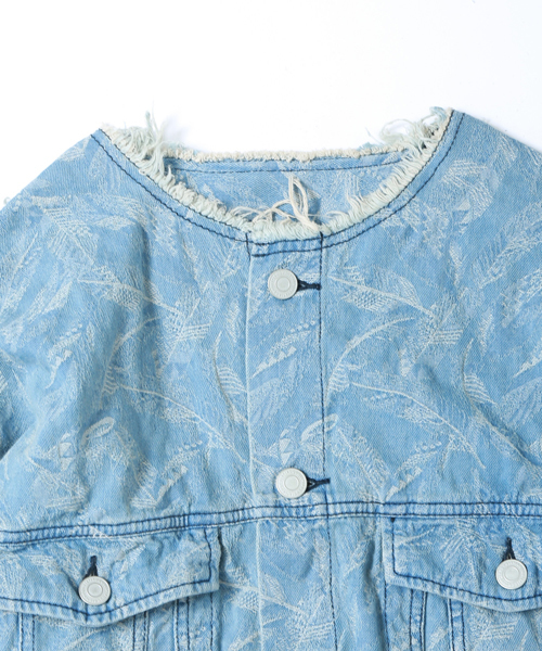 Iroquois（イロコイ）の「【Iroquois】別注NO COLLAR NATIVE FEATHER JACQUARD BLOUSON（ブルゾン・メンズ・ホワイト/ブルー・1/2）」の13枚目の写真