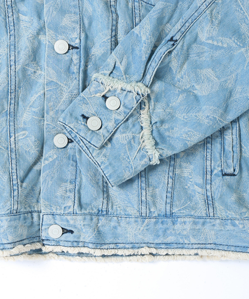 Iroquois（イロコイ）の「【Iroquois】別注NO COLLAR NATIVE FEATHER JACQUARD BLOUSON（ブルゾン・メンズ・ホワイト/ブルー・1/2）」の16枚目の写真