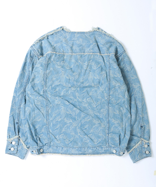 Iroquois（イロコイ）の「【Iroquois】別注NO COLLAR NATIVE FEATHER JACQUARD BLOUSON（ブルゾン・メンズ・ホワイト/ブルー・1/2）」の17枚目の写真