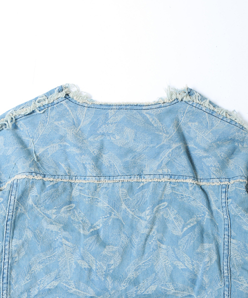 Iroquois（イロコイ）の「【Iroquois】別注NO COLLAR NATIVE FEATHER JACQUARD BLOUSON（ブルゾン・メンズ・ホワイト/ブルー・1/2）」の18枚目の写真