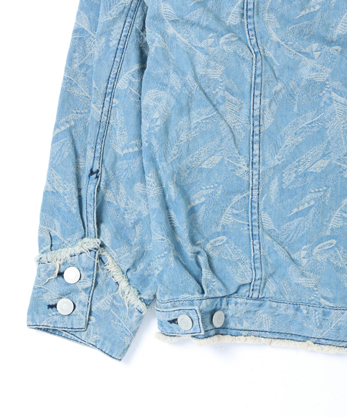 Iroquois（イロコイ）の「【Iroquois】別注NO COLLAR NATIVE FEATHER JACQUARD BLOUSON（ブルゾン・メンズ・ホワイト/ブルー・1/2）」の19枚目の写真