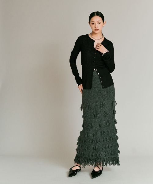 W:Huku(フーク)の「【W:Huku / ウールミックスライトニット】カーディガン / Wool Blend Lightweight Knit Cardigan(ニット/セーター・レディース・チャコール/ブラック/ライトグレー/ブラウン・FREE)」の11枚目の写真