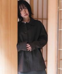 LINEN OVERFIT JACKET (CHARCOAL)