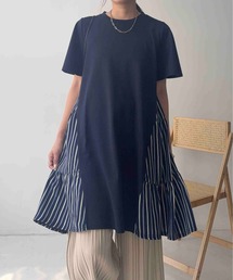 セール】○異素材MIX半袖シャツワンピース（ワンピース）｜AS KNOW AS