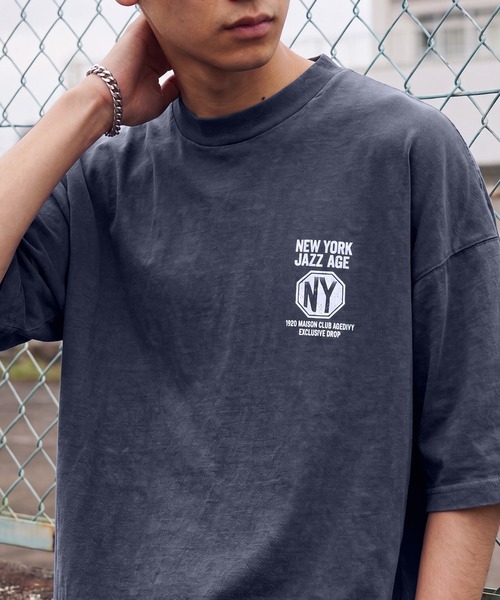 Carhartt WIP(カーハートダブリューアイピー)の「【MAISON CLUB】50's Brand Emblem Logo Tee / Made in Japan ピグメントダイ加工 日本製(Tシャツ/カットソー・メンズ・ネイビー/ブラック・L/M)」の7枚目の写真
