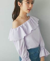 【程よい肌見せ】アシメワンショルブラウス