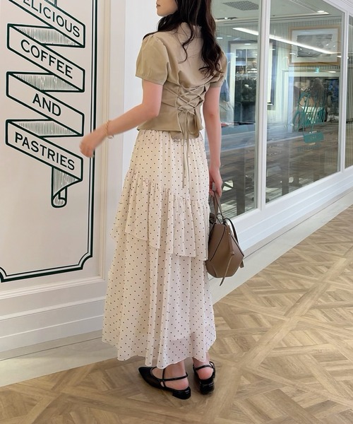 one after another NICE CLAUP(ワンアフターアナザーナイスクラップ)の「レースアップトレンチブラウス+ふりふりミニスカートSET(ワンピース・レディース・ベージュ/ブラック/ブラウン・SMALL/MEDIUM)」の19枚目の写真