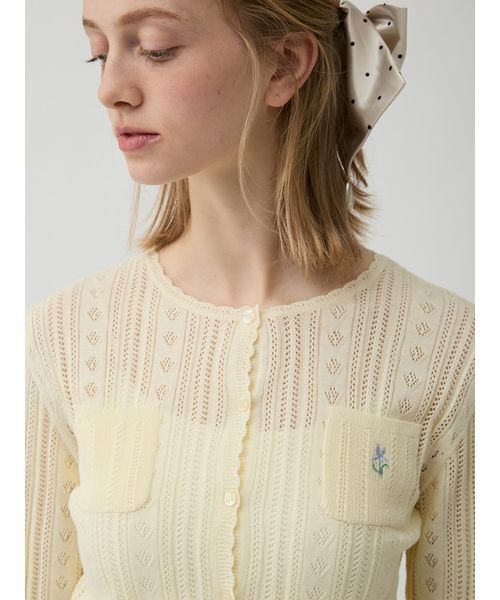 LILY BROWN（リリーブラウン）の「Lilyモチーフコットンクロシェカーディガン（カーディガン/ボレロ・レディース・ネイビー/イエロー/オフホワイト・F）」の8枚目の写真