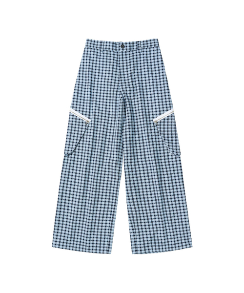DEINET(ダイニット)の「DEINET CHECK CARGO STRING PANTS IN BLUE(その他パンツ・レディース・その他・FREE)」の1枚目の写真