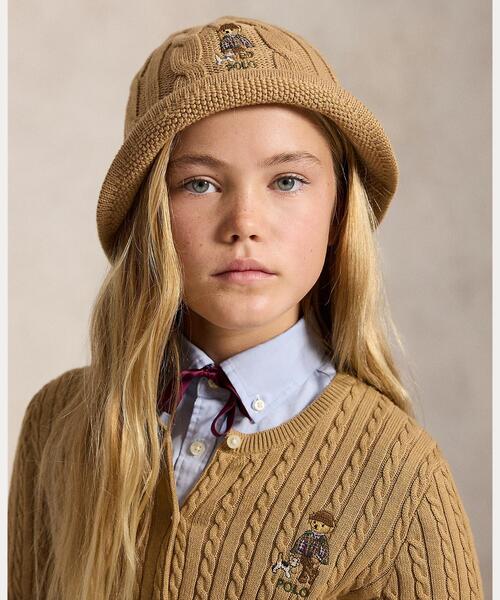 POLO RALPH LAUREN CHILDRENSWEAR(ポロ ラルフ ローレン チルドレンズウェア)の「Polo ベア ケーブルニット コットン バケット ハット(ハット・キッズ・ブラウン系3・S/M/L/XL)」の3枚目の写真