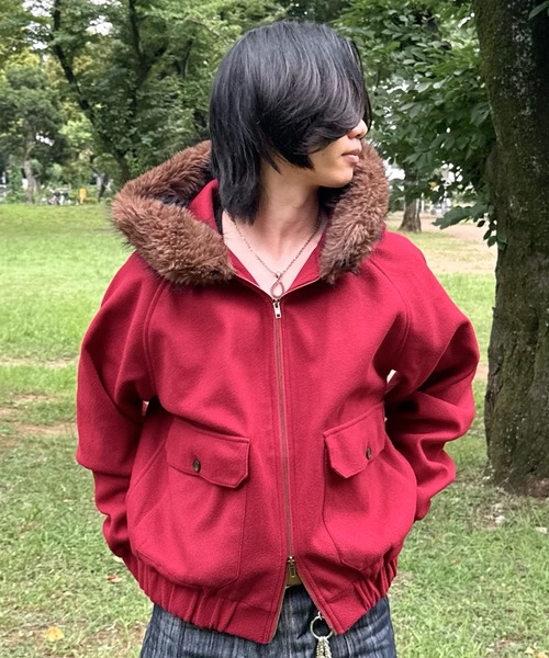 MandO(エムオー)(エムオー)の「【ユニセックス】ウールライクフードファーパーカー/ブルゾン(ブルゾン・メンズ・ブラウン/チャコールグレー/ボルドー/オフホワイト/ブラック/ブラック系その他・MEDIUM/LARGE)」の6枚目の写真