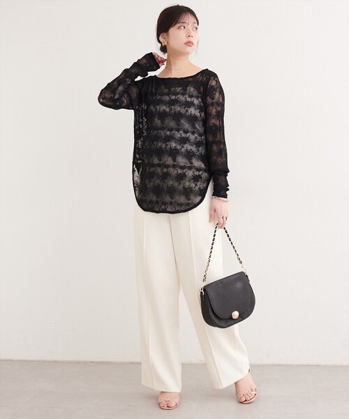 natural couture（ナチュラルクチュール）の「ウェーブレースプルオーバー（Tシャツ/カットソー・レディース・アイボリー/ブラック・FREE）」の10枚目の写真
