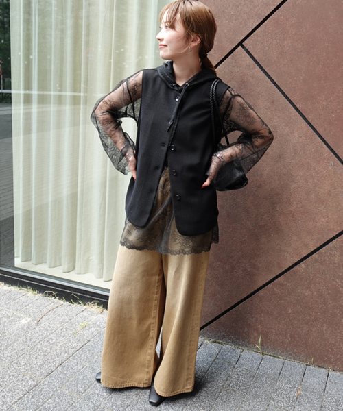 ARCHIVE STANCE(アーカイブスタンス)の「【ARCHIVE STANCE/アーカイブスタンス】 lace hoodie(シャツ/ブラウス・レディース・ブラック・FREE)」の3枚目の写真
