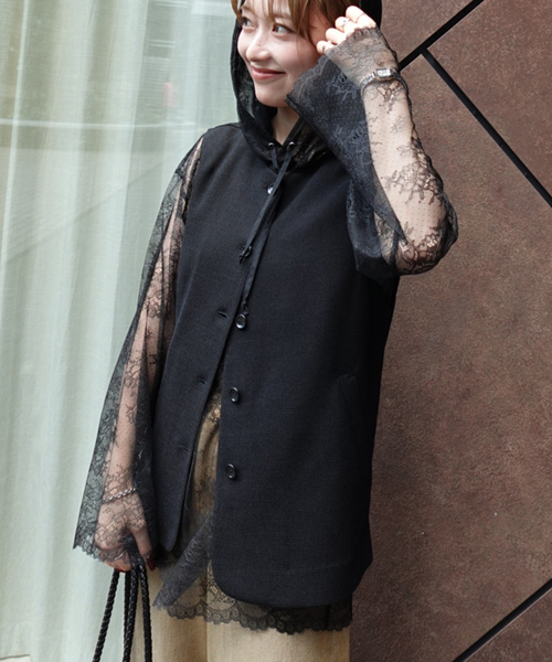ARCHIVE STANCE(アーカイブスタンス)の「【ARCHIVE STANCE/アーカイブスタンス】 lace hoodie(シャツ/ブラウス・レディース・ブラック・FREE)」の5枚目の写真