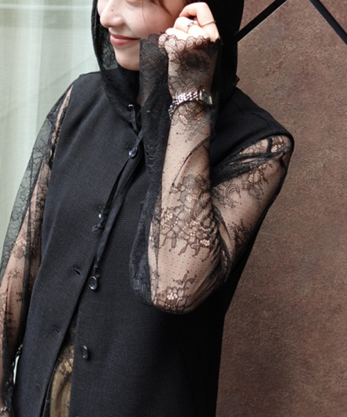ARCHIVE STANCE(アーカイブスタンス)の「【ARCHIVE STANCE/アーカイブスタンス】 lace hoodie(シャツ/ブラウス・レディース・ブラック・FREE)」の6枚目の写真