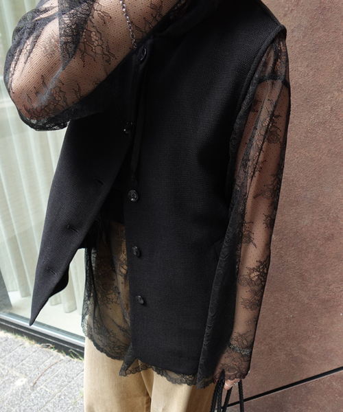 ARCHIVE STANCE(アーカイブスタンス)の「【ARCHIVE STANCE/アーカイブスタンス】 lace hoodie(シャツ/ブラウス・レディース・ブラック・FREE)」の7枚目の写真