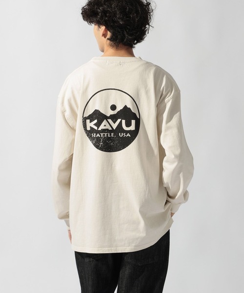 KAVU(カブー)の「【KAVU(カブ―)】別注LOGO LS VINTAGE TEE(Tシャツ/カットソー・メンズ・ブラック/アイボリー/オレンジ・MEDIUM/LARGE)」の1枚目の写真