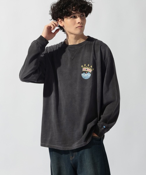 KAVU(カブー)の「【KAVU(カブ―)】別注LOGO LS VINTAGE TEE(Tシャツ/カットソー・メンズ・ブラック/アイボリー/オレンジ・MEDIUM/LARGE)」の6枚目の写真