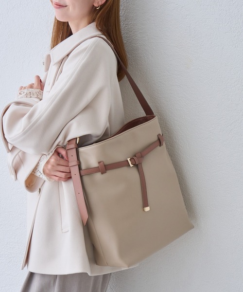 ROPE' PICNIC(ロペピクニック)の「me fit BAG ベルトデザインナイロンコンビバッグ/撥水・軽量・2個セット(ショルダーバッグ・レディース・ブラック系その他/ブルー系その他/ベージュ系その他・FREE)」の2枚目の写真