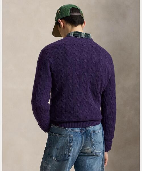 POLO RALPH LAUREN（ポロ ラルフ ローレン）の「ケーブルニット ウールカシミヤ セーター（ニット/セーター・メンズ・パープル・XS/XL/L/M/S）」の6枚目の写真
