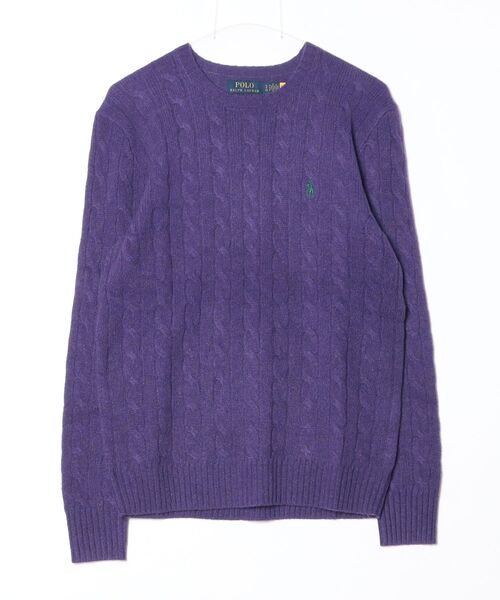 POLO RALPH LAUREN（ポロ ラルフ ローレン）の「ケーブルニット ウールカシミヤ セーター（ニット/セーター・メンズ・パープル・XS/XL/L/M/S）」の3枚目の写真