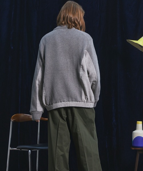 MAISON SPECIAL（メゾンスペシャル）の「《UNISEX》異素材ドッキングプライムオーバークルーネックニットブルゾン/Mixed Materials Docking Prime-Over Crew Neck Knit Sweater Blouson【MAISON SPECIAL/メゾンスペシャル】（カーディガン/ボレロ・メンズ・グレイッシュベージュ/チャコールグレー/ブラック・0/2/1）」の10枚目の写真