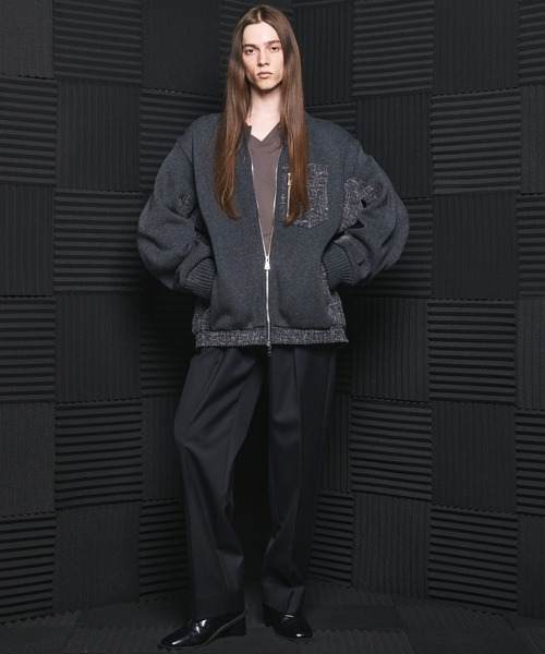 MAISON SPECIAL（メゾンスペシャル）の「《UNISEX》異素材ドッキングプライムオーバークルーネックニットブルゾン/Mixed Materials Docking Prime-Over Crew Neck Knit Sweater Blouson【MAISON SPECIAL/メゾンスペシャル】（カーディガン/ボレロ・メンズ・グレイッシュベージュ/チャコールグレー/ブラック・0/2/1）」の7枚目の写真