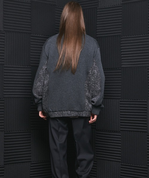 MAISON SPECIAL（メゾンスペシャル）の「《UNISEX》異素材ドッキングプライムオーバークルーネックニットブルゾン/Mixed Materials Docking Prime-Over Crew Neck Knit Sweater Blouson【MAISON SPECIAL/メゾンスペシャル】（カーディガン/ボレロ・メンズ・グレイッシュベージュ/チャコールグレー/ブラック・0/2/1）」の16枚目の写真