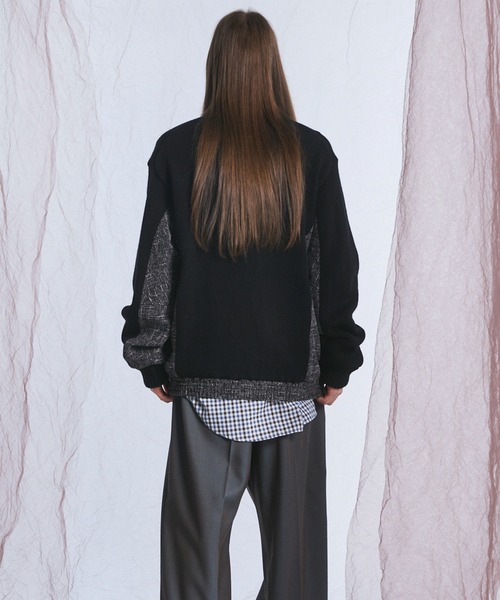 MAISON SPECIAL（メゾンスペシャル）の「《UNISEX》異素材ドッキングプライムオーバークルーネックニットブルゾン/Mixed Materials Docking Prime-Over Crew Neck Knit Sweater Blouson【MAISON SPECIAL/メゾンスペシャル】（カーディガン/ボレロ・メンズ・グレイッシュベージュ/チャコールグレー/ブラック・0/2/1）」の13枚目の写真