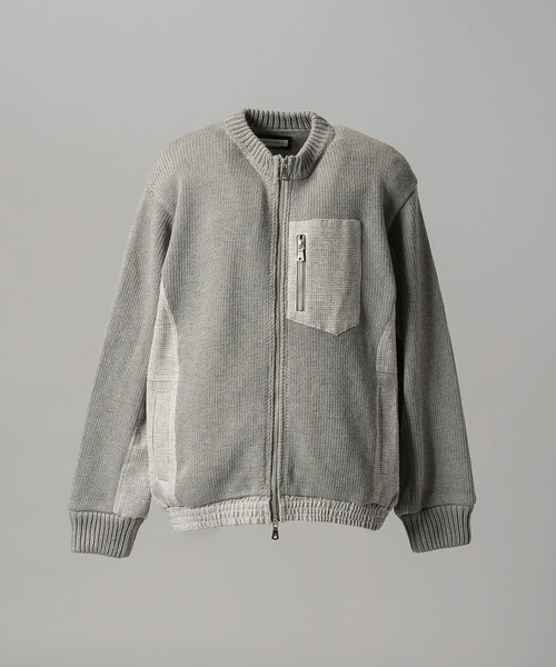 MAISON SPECIAL（メゾンスペシャル）の「《UNISEX》異素材ドッキングプライムオーバークルーネックニットブルゾン/Mixed Materials Docking Prime-Over Crew Neck Knit Sweater Blouson【MAISON SPECIAL/メゾンスペシャル】（カーディガン/ボレロ・メンズ・グレイッシュベージュ/チャコールグレー/ブラック・0/2/1）」の18枚目の写真