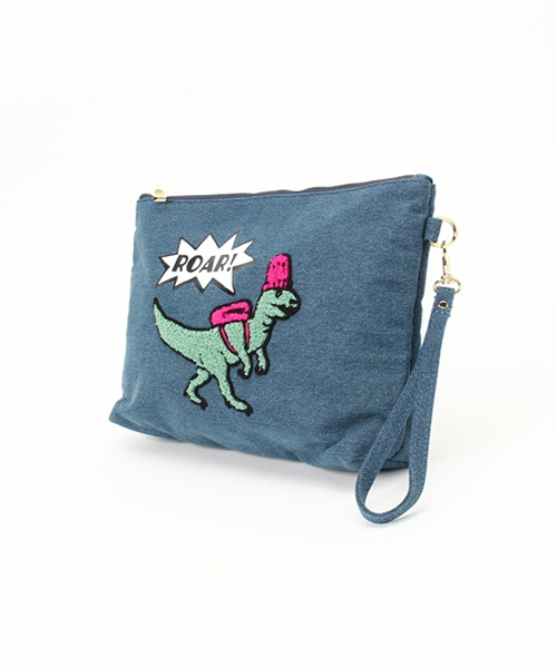 ASZAKKA（アザッカ）の「（ZT0586）賑やかﾄﾘｵ♪ｸﾗｯﾁ（クラッチバッグ・レディース・オフホワイト/グレー/ブルー・FREE）」の4枚目の写真