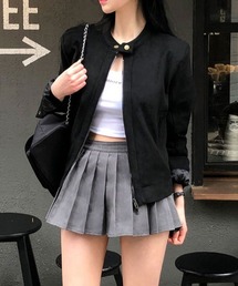 ノーカラー長袖ジャケット