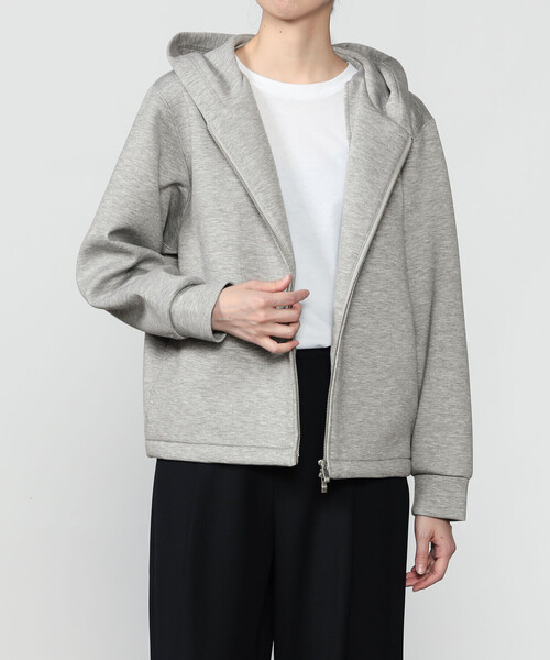 GYMPHLEX(ジムフレックス)の「Gymphlex | ダンボールニット フーデッドジャケット WOMEN(パーカー・レディース・カーキ系1/チャコール/グレー・12)」の2枚目の写真