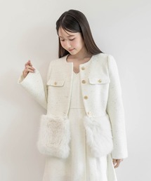 RANDA（ランダ）の「2WAY フェイクファーツイードジャケット（ブルゾン）」