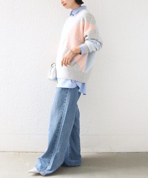 SHIPS(シップス)の「【WEB限定】〈手洗い可能〉ビッグ アーガイル Vネック ニット(ニット/セーター・レディース・オフホワイト/ダークグレー/ライトグレー・ONE SIZE)」の12枚目の写真