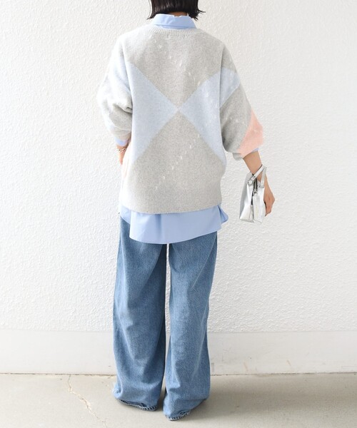 SHIPS(シップス)の「【WEB限定】〈手洗い可能〉ビッグ アーガイル Vネック ニット(ニット/セーター・レディース・オフホワイト/ダークグレー/ライトグレー・ONE SIZE)」の13枚目の写真