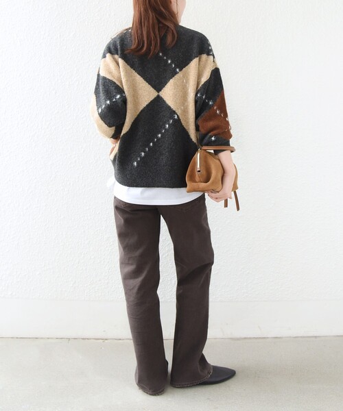 SHIPS(シップス)の「【WEB限定】〈手洗い可能〉ビッグ アーガイル Vネック ニット(ニット/セーター・レディース・オフホワイト/ダークグレー/ライトグレー・ONE SIZE)」の20枚目の写真