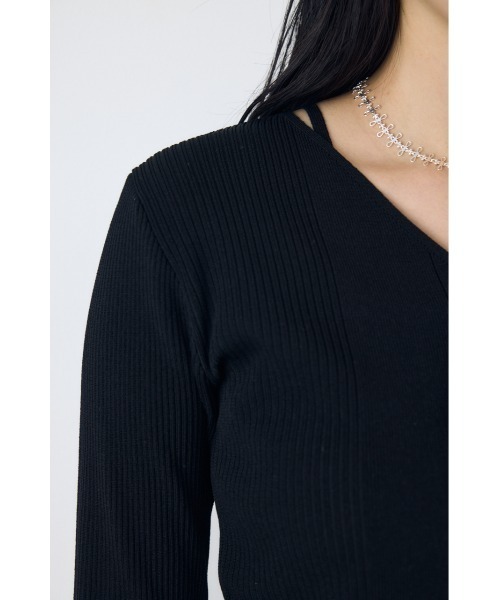 AZUL by moussy（アズールバイマウジー）の「フェイクレイヤードレースアップニット 秋服　冬服　春服　デザインニット（ニット/セーター・レディース・ブラック/ボルドー/ライトグレー・FREE）」の12枚目の写真