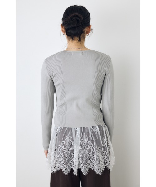 AZUL by moussy（アズールバイマウジー）の「フェイクレイヤードレースアップニット 秋服　冬服　春服　デザインニット（ニット/セーター・レディース・ブラック/ボルドー/ライトグレー・FREE）」の18枚目の写真
