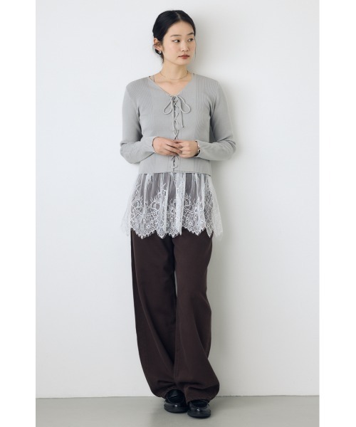 AZUL by moussy（アズールバイマウジー）の「フェイクレイヤードレースアップニット 秋服　冬服　春服　デザインニット（ニット/セーター・レディース・ブラック/ボルドー/ライトグレー・FREE）」の19枚目の写真