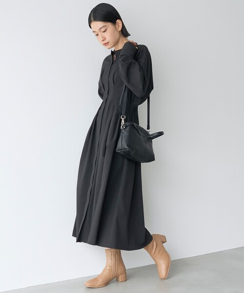 RONEL(ロネル)の「【RONEL/防しわ】ウエストタックシャツワンピース(ワンピース・レディース・ブラック/ダークグレー・S/M)」の1枚目の写真