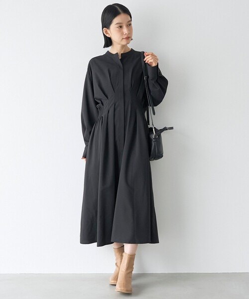 RONEL(ロネル)の「【RONEL/防しわ】ウエストタックシャツワンピース(ワンピース・レディース・ブラック/ダークグレー・S/M)」の3枚目の写真