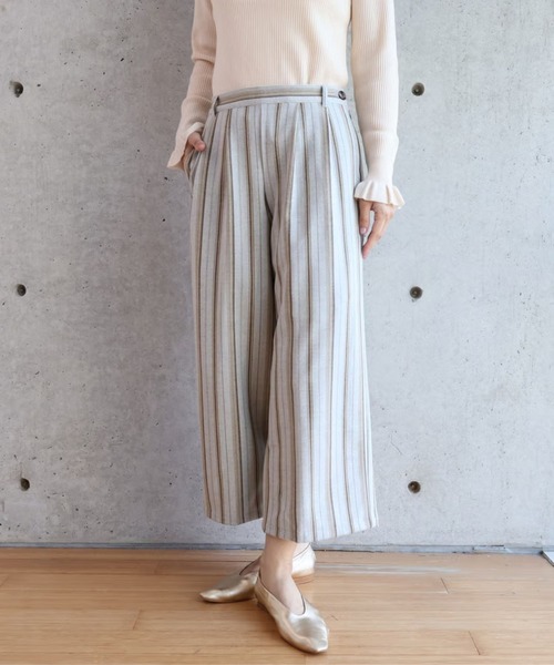 etre relie(エトレリー)の「尾州TRストライプワイドパンツ(その他パンツ・レディース・グレー系その他/ダークグレー・SMALL/MEDIUM)」の2枚目の写真