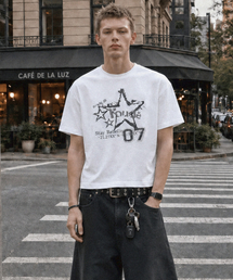 ROWDY（ラウディ）の「レブルスター リラックスド クロップTシャツ_ホワイト（Tシャツ/カットソー）」