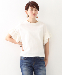 Ray BEAMS | Ray BEAMS / ギャザーフリルスリーブ クルーネック(Tシャツ/カットソー)