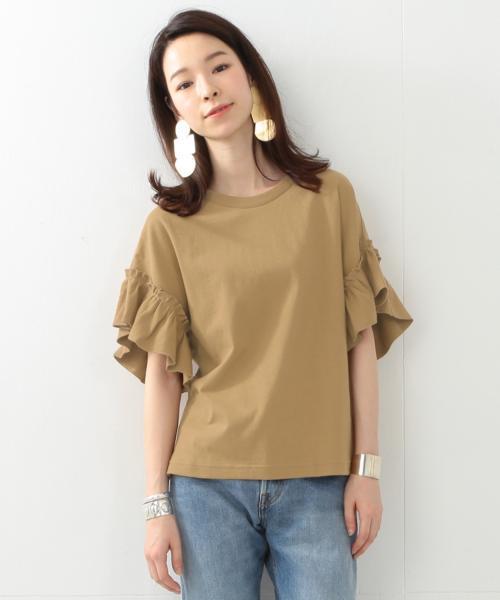 Ray BEAMS（レイビームス）の「Ray BEAMS / ギャザーフリルスリーブ クルーネック（Tシャツ/カットソー・レディース・オフホワイト/ベージュ/ネイビー・ONE SIZE）」の4枚目の写真