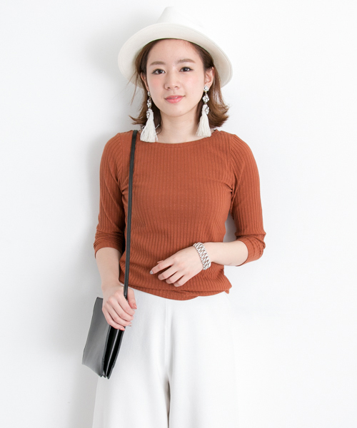 URBAN RESEARCH(アーバンリサーチ)の「UR ワイドテレコカットプルオーバー(Tシャツ/カットソー・レディース・グレー/ホワイト/オレンジ系その他/ネイビー・FREE)」の1枚目の写真