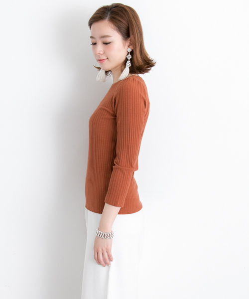 URBAN RESEARCH(アーバンリサーチ)の「UR ワイドテレコカットプルオーバー(Tシャツ/カットソー・レディース・グレー/ホワイト/オレンジ系その他/ネイビー・FREE)」の6枚目の写真