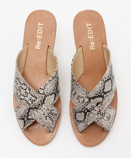 Re:EDIT（リエディ）の「クロスベルトフラットソールサンダル/リラックスサンダル/コンフォートサンダル/スリッパサンダル/シューズ[Re:EDIT/リエディ][春夏新作]（サンダル・レディース・パイソン/シルバー/ホワイト/ブラック・MEDIUM/X-LARGE/SMALL/LARGE）」の16枚目の写真